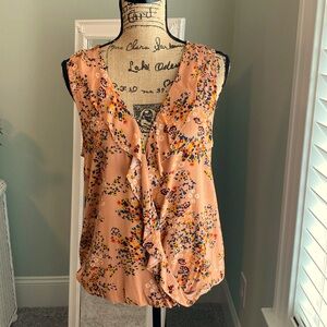 Jolt floral, sleeveless ruffle top, size M.